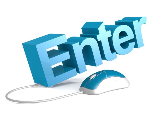 Enter word with blue mouse — Stock Photo, Image