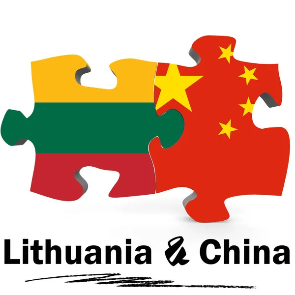 China and Lithuania flags in puzzle — Stock Photo, Image