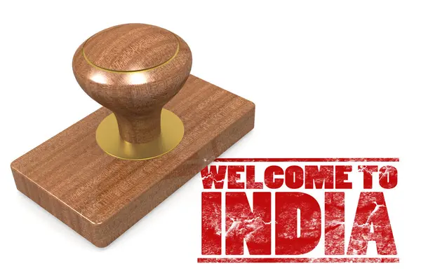 Red rubber stamp with welcome to India — Stock Photo, Image