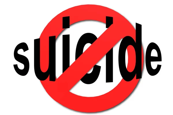 Pare o sinal de suicídio em vermelho — Fotografia de Stock