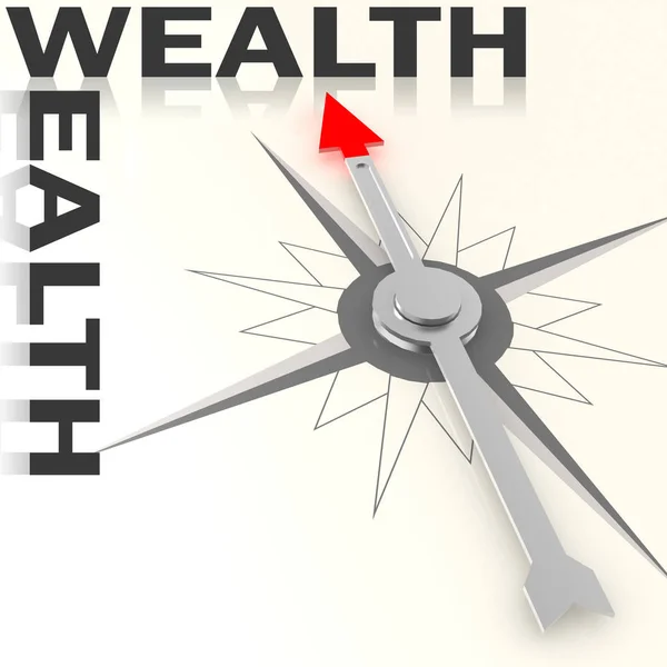Kompas met rijkdom woord geïsoleerd — Stockfoto
