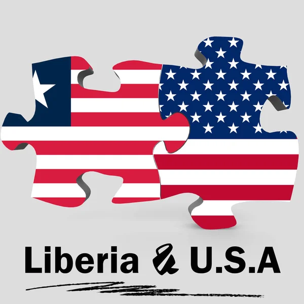 USA and Liberia flags in puzzle — Stock Photo, Image