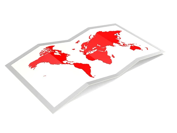 Carte du monde en rouge isolé — Photo