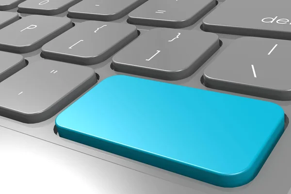 Blue enter button on black computer keyboard — Stock Photo, Image