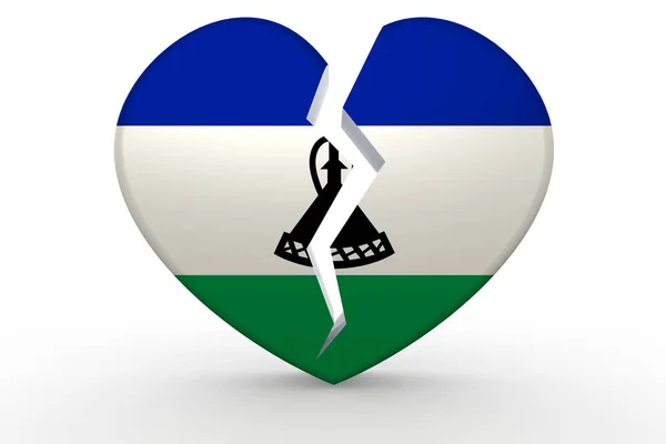 Broken white heart shape with Lesotho flag — Stock Photo, Image