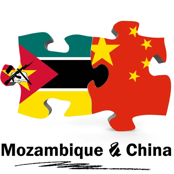 China and Mozambique flags in puzzle — Stock Photo, Image