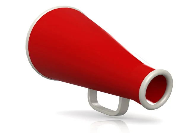 Izolované červené megafon na bílém — Stock fotografie
