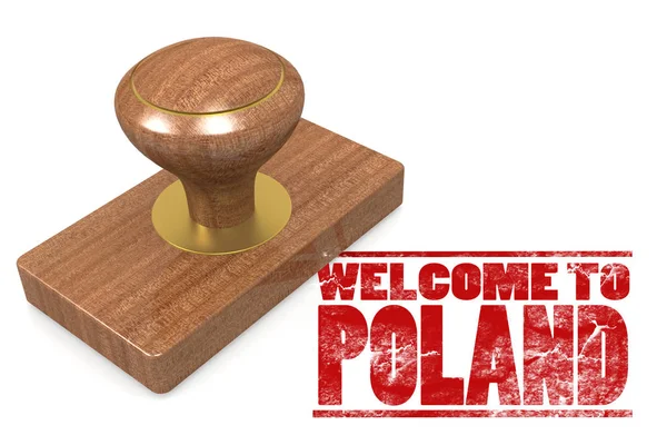 Red rubber stamp with welcome to Poland — Stock Photo, Image