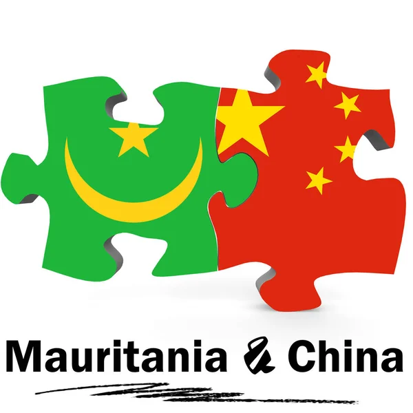 Drapeaux de Chine et de Mauritanie en puzzle — Photo