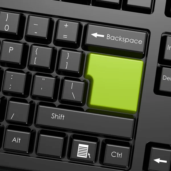 Verde entrar botão no teclado preto — Fotografia de Stock