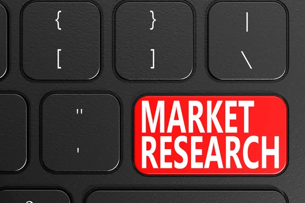 Market Research on black keyboard — Stock Photo, Image