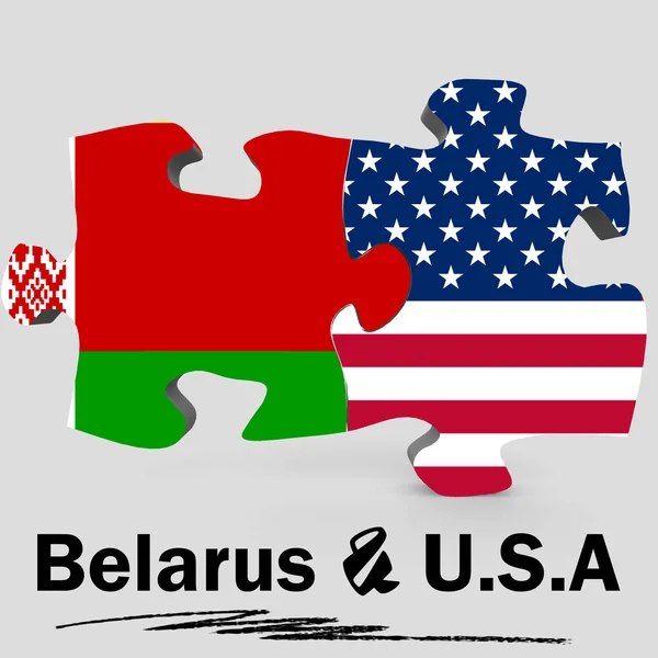 USA and Belarus flags in puzzle — Stock Photo, Image