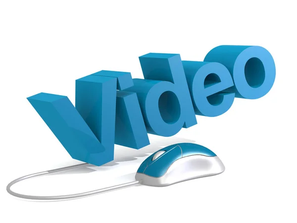 Video word with blue mouse — Stock Photo, Image