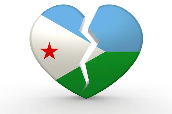 Broken white heart shape with Djibouti flag — Stock Photo, Image