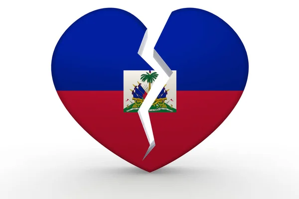 Forma de coração branco quebrado com bandeira do Haiti — Fotografia de Stock
