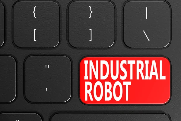 Robot industriel sur clavier noir — Photo