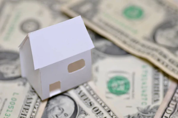 Miniature paper made house stand on  money