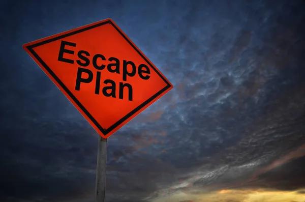 Orange storm road sign of Escape Plan — Stock Photo, Image