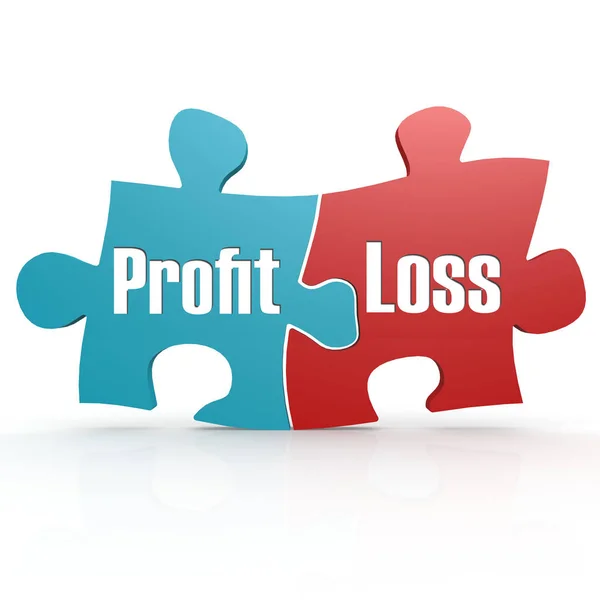 Blue and red with profit and loss puzzle — Stock Photo, Image