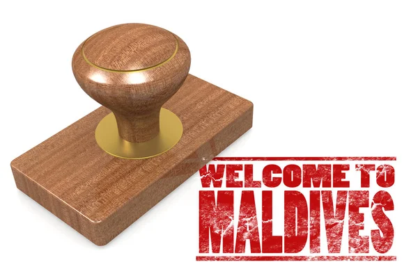 Red rubber stamp with welcome to Maldives — Stock Photo, Image