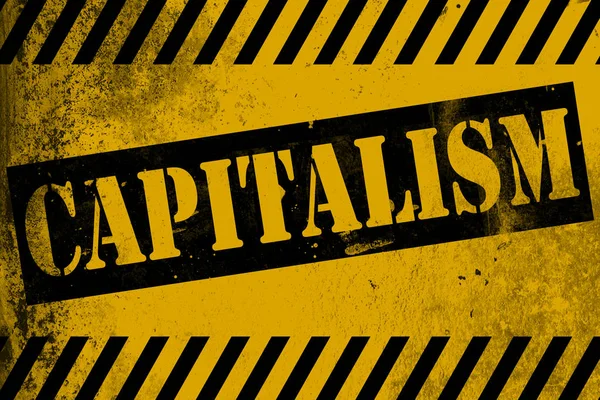 Capitalism sign yellow with stripes — Stock Photo, Image