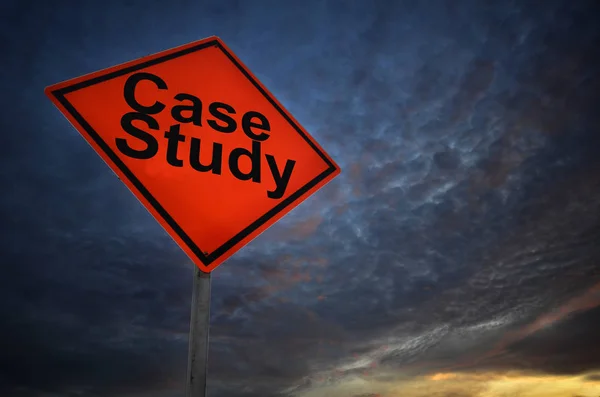 Orange storm road sign of Case Study — Stock Photo, Image