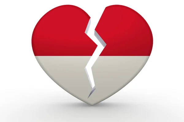 Broken white heart shape with Monaco flag — Stock Photo, Image