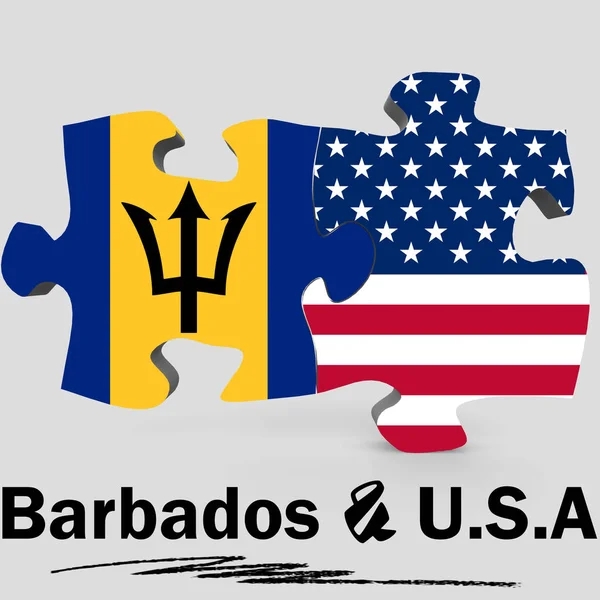USA i Barbados flagi w puzzle — Zdjęcie stockowe