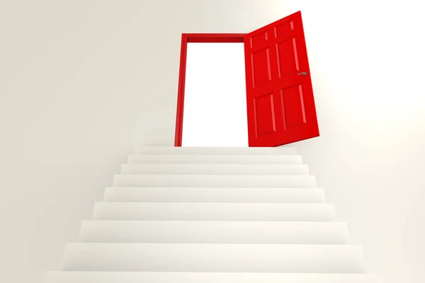 Merdiven kırmızı kapı için — Stok fotoğraf