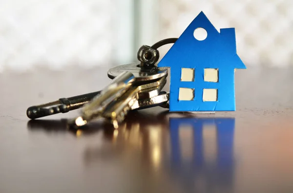 Pęk kluczy z domu w kształcie tektury — Zdjęcie stockowe