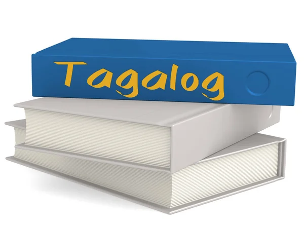 Capa dura livros azuis com palavra Tagalog — Fotografia de Stock