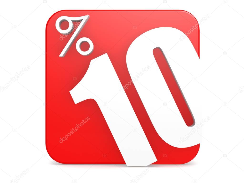 Red block with 10 percent