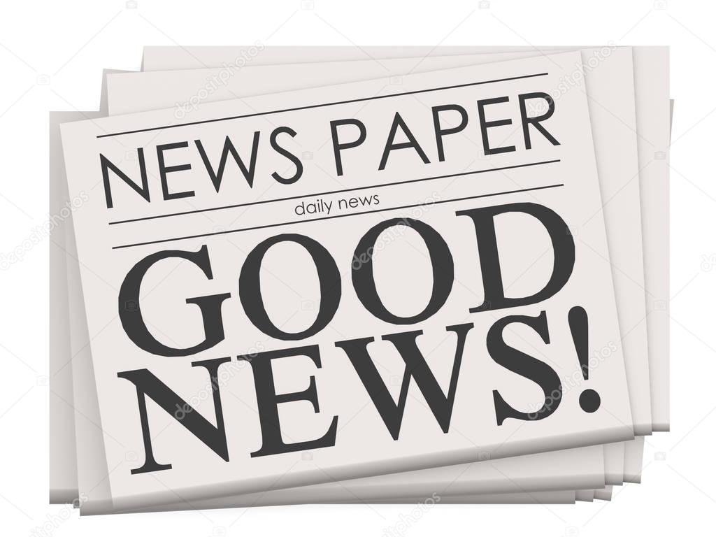 Good news on newspaper isolated