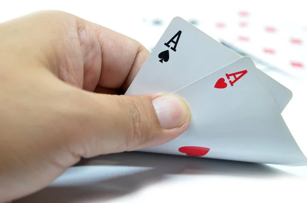 Playing cards in hand — Stock Photo, Image