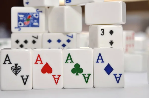 Mahjong instellen met de vier Azen — Stockfoto