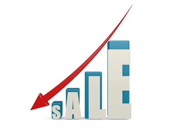 Sale decrease with red arrow — Stock Photo, Image
