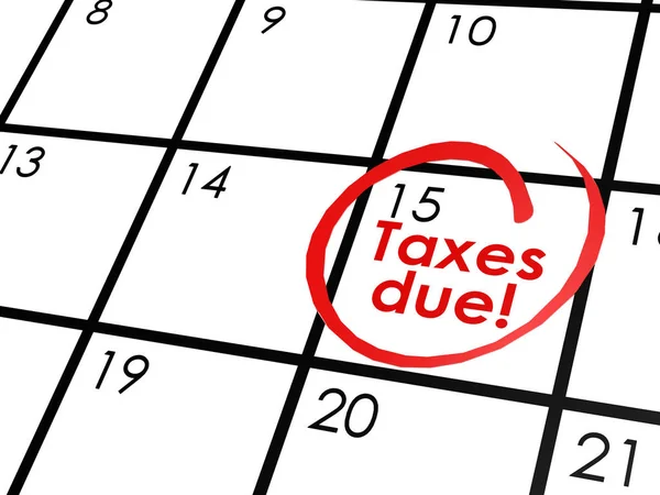 Taxes due on white calendar — Stock Photo, Image