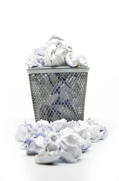 Garbage bin with paper waste — Stock Photo, Image