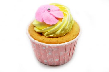 Pembe şeker gül desenli cupcake