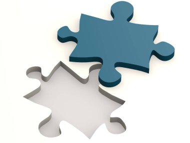 Mavi üzerine beyaz izole Yapboz