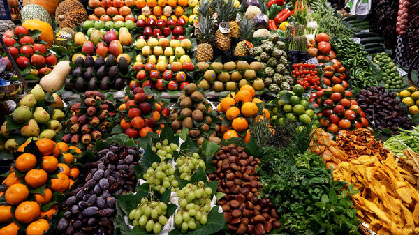 Fruit store at La Boqueria market