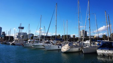 Port Vell deniz Barcelona, İspanya.