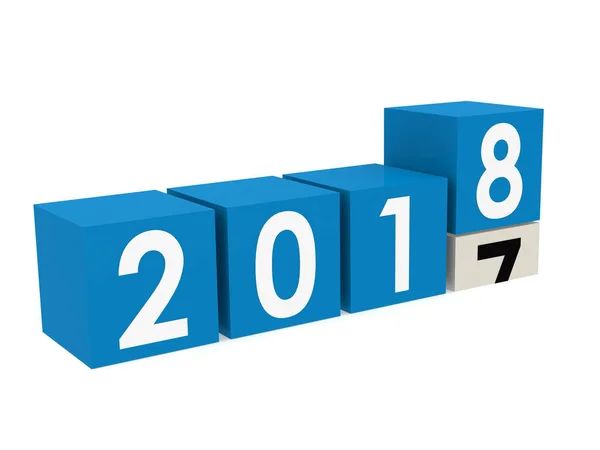 Nuevo año 2018 bloques en azul — Foto de Stock