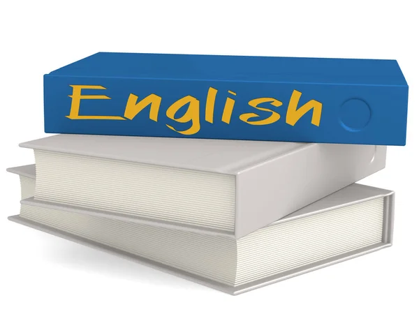 Hård pärm böcker med engelska ord — Stockfoto