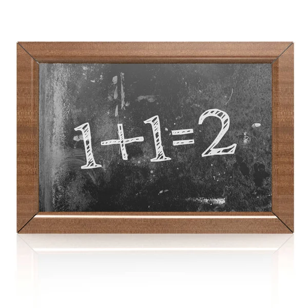 Totaal één plus één is gelijk aan twee geschreven op blackboard — Stockfoto