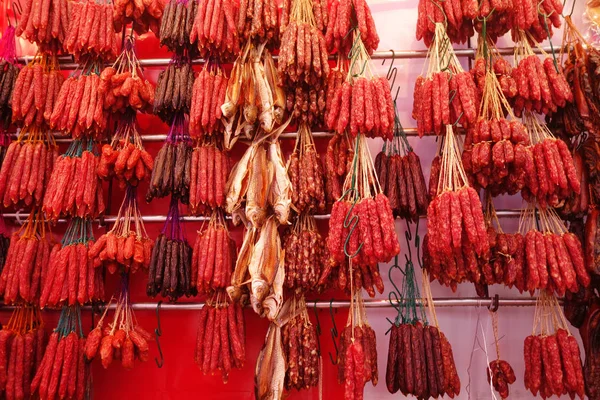 Chinesisches gewachstes gesalzenes Fleisch auf dem Markt — Stockfoto