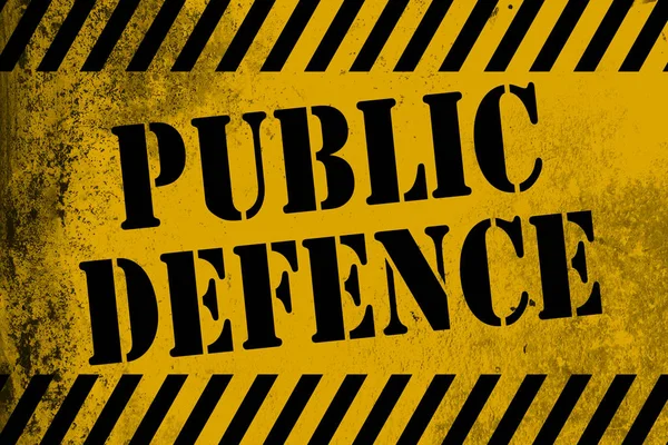 Public defence sign yellow with stripes — Stock Photo, Image
