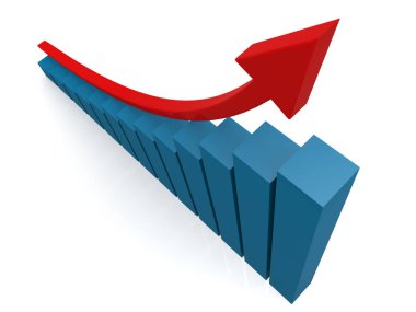 Kırmızı ok ve mavi grafik görünümden üst