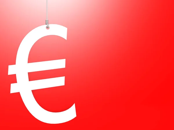 Euro sinal pendurar com fundo vermelho — Fotografia de Stock