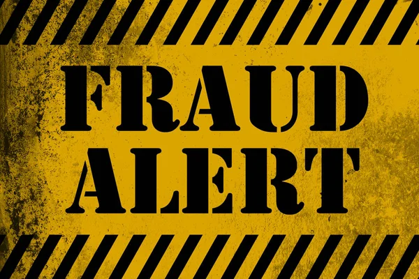 Fraud Alert sign yellow with stripes